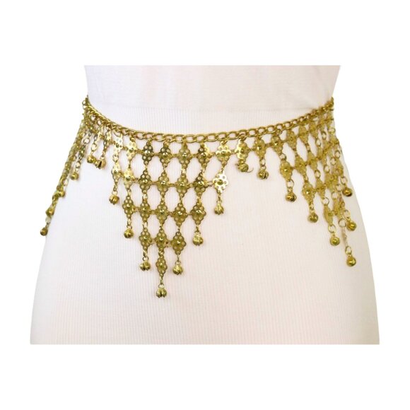 New Women Gold Metal Belly Dance Ethnic Fashion Charms Belt Hip Waist Size M L - Picture 15 of 16